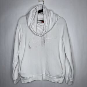 Nike Women’s Rally Metallic Pullover Hoodie Funnel Neck White Size Medium